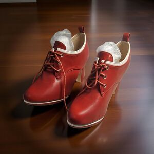 New Faux Leather Platform lace up chunky heel ankle boot Size 10